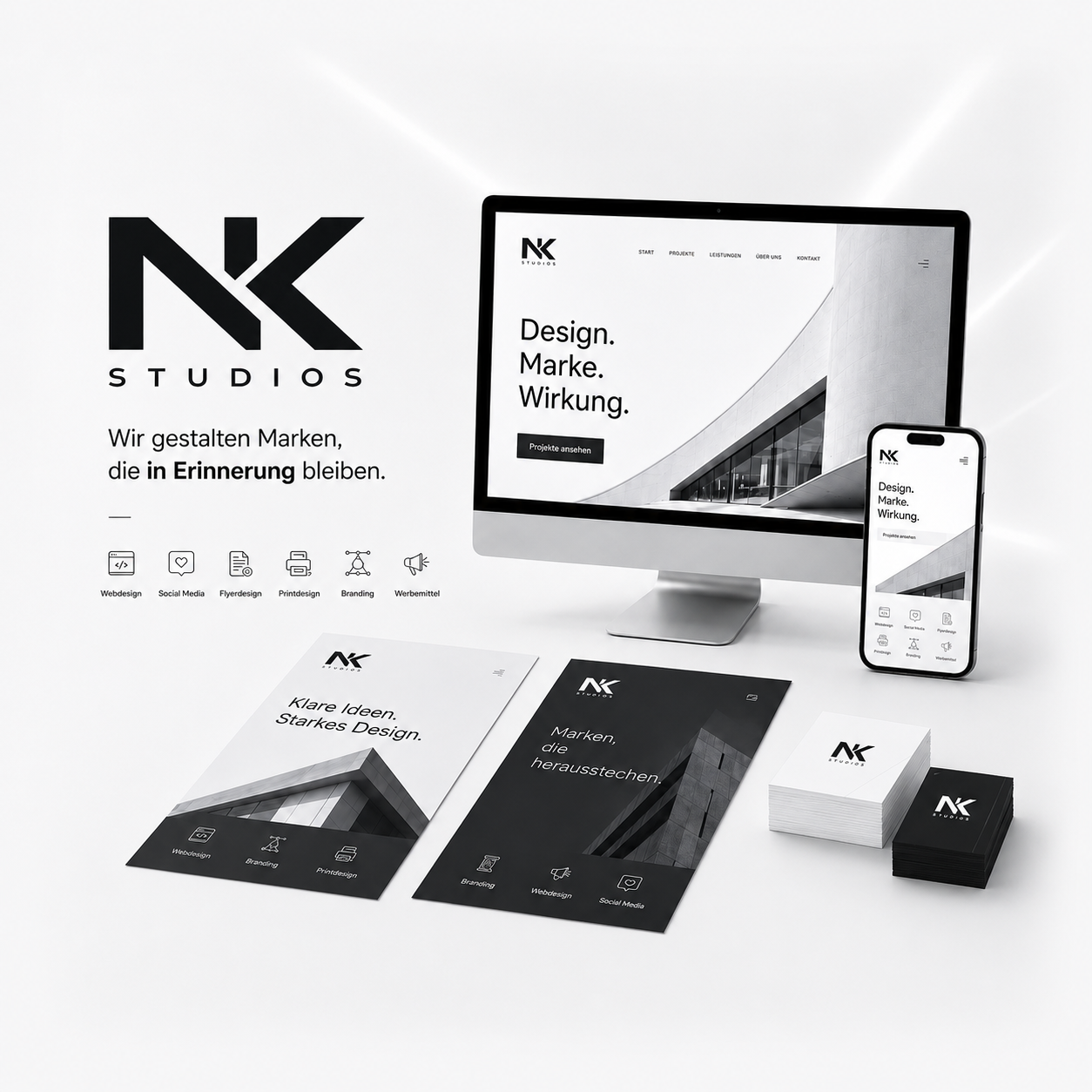 NK Studios Branding — Webdesign, Social Media, Flyer & Print